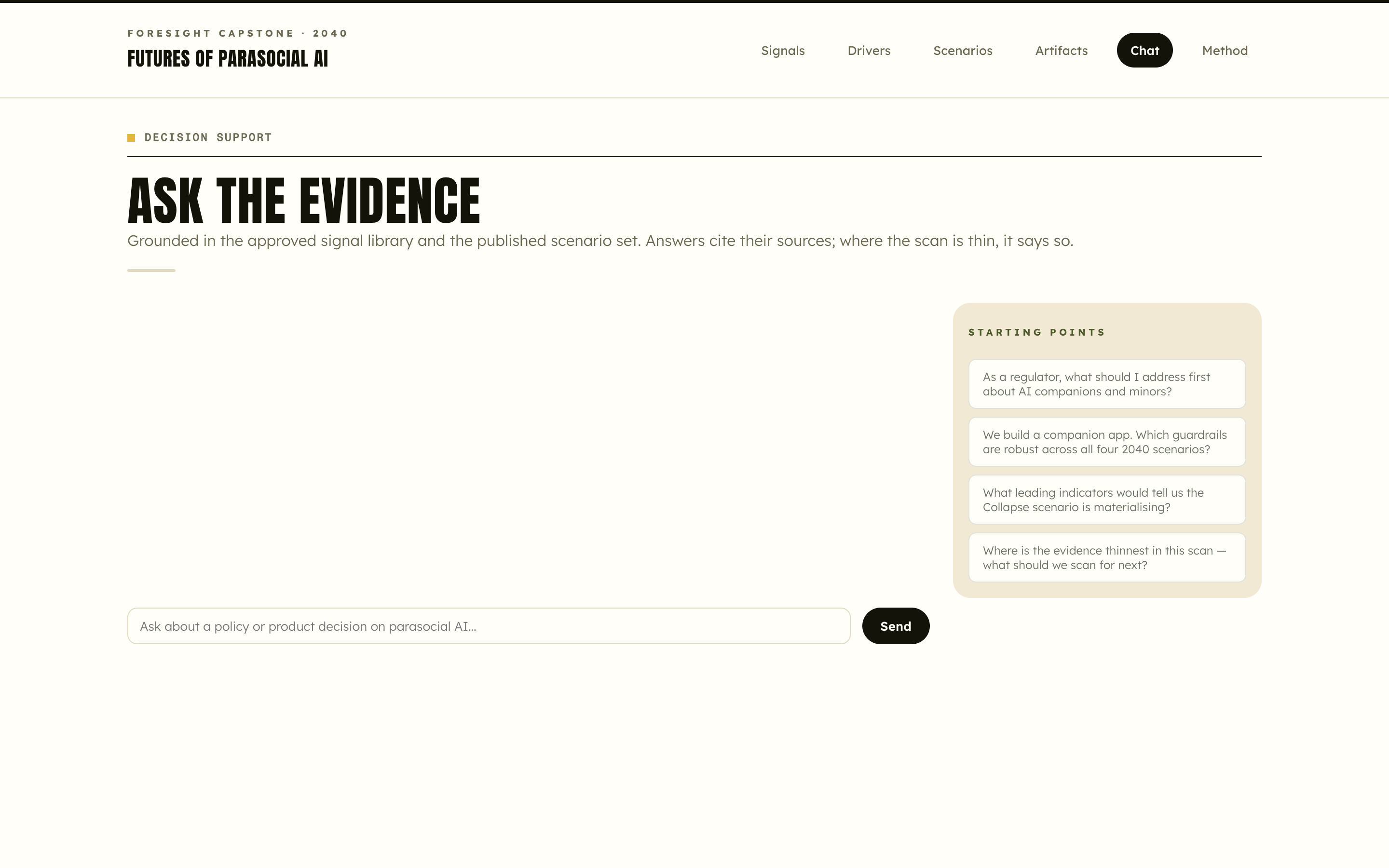 The decision-support chat with citations